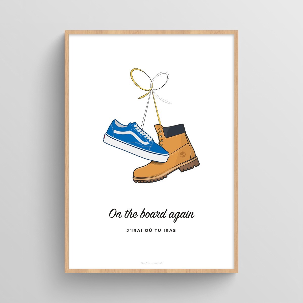 Affiche personnalisée couple chaussures Timberland Blanc Typo Feutre JPG (fichier à imprimer soi-même)