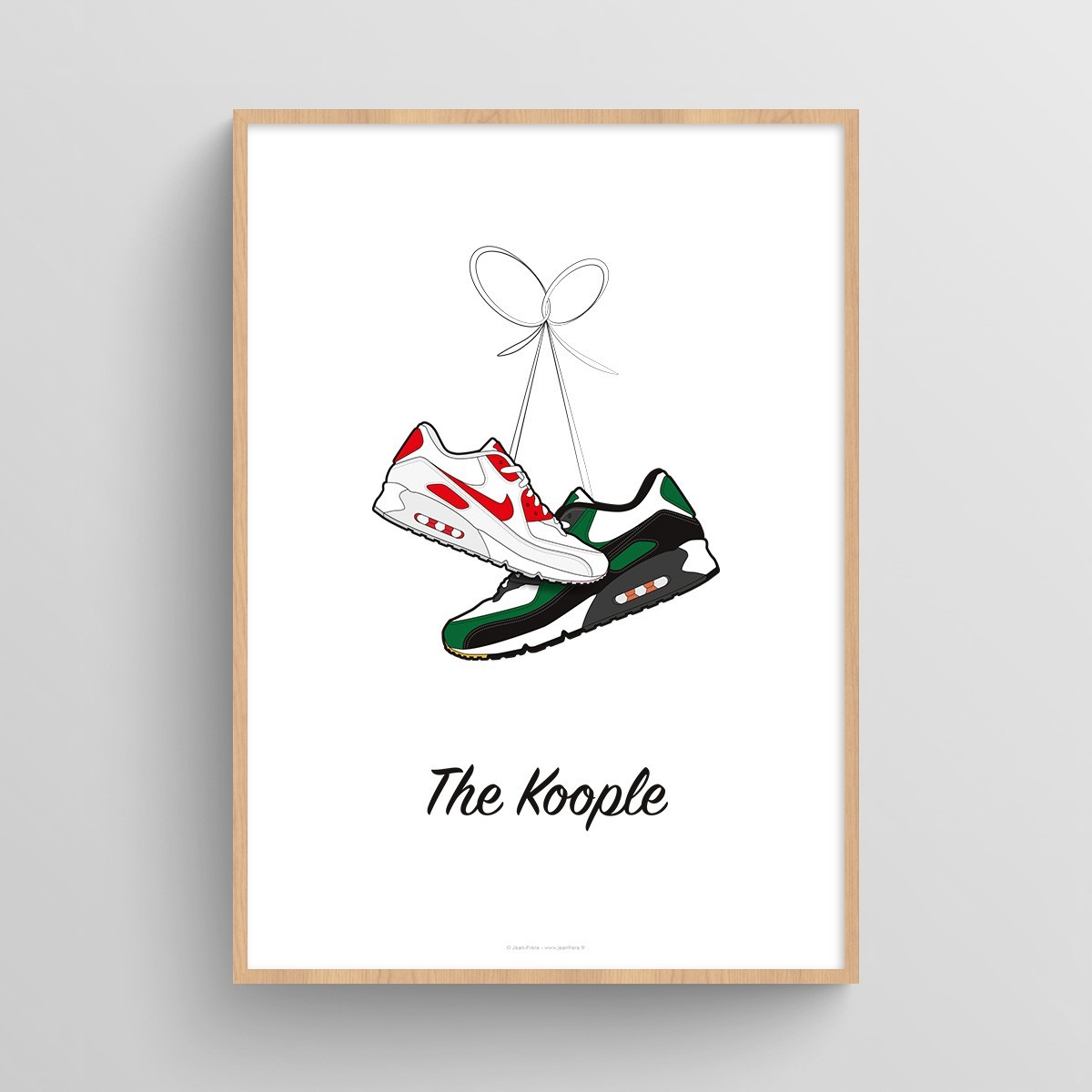 Affiche couple personnalisé chaussures sneakers Air Max Blanc Typo Feutre JPG (fichier à imprimer soi-même)