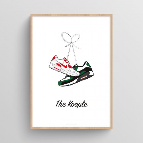 Affiche couple personnalisé chaussures sneakers Air Max Blanc Typo Feutre JPG (fichier à imprimer soi-même) - Poster personnalisable sur mesure