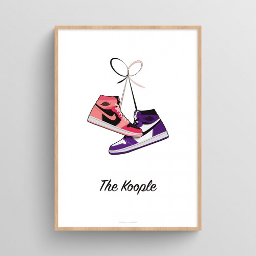 Affiche personnalisée couple chaussures sneakers Air Jordan Blanc Typo Feutre JPG (fichier à imprimer soi-même)