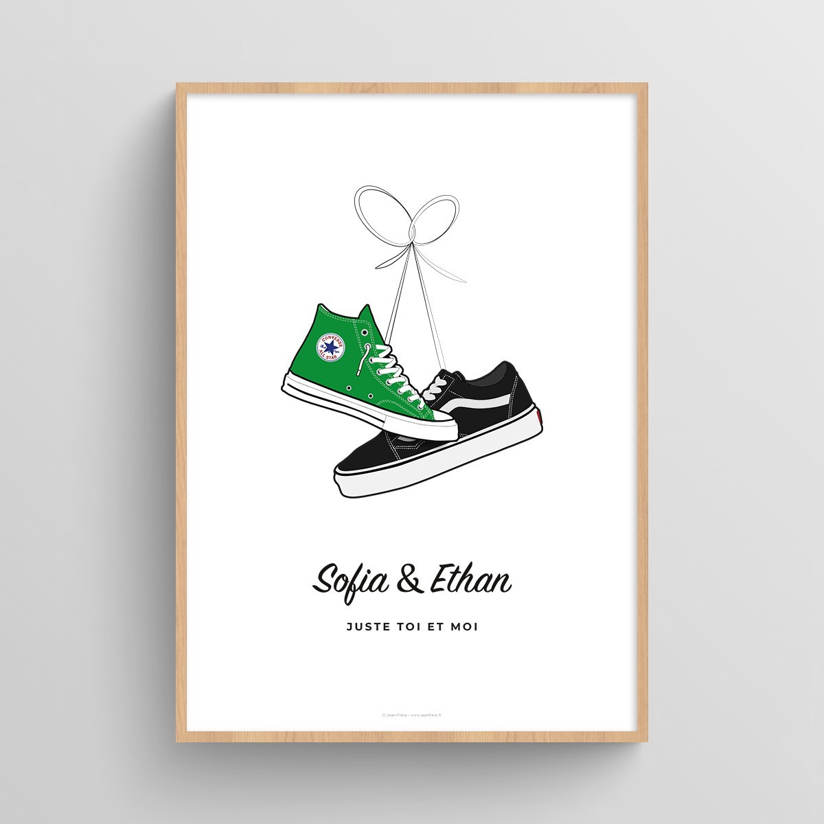 Affiche couple personnalisé chaussures sneakers Air Max Blanc Typo Feutre JPG (fichier à imprimer soi-même)