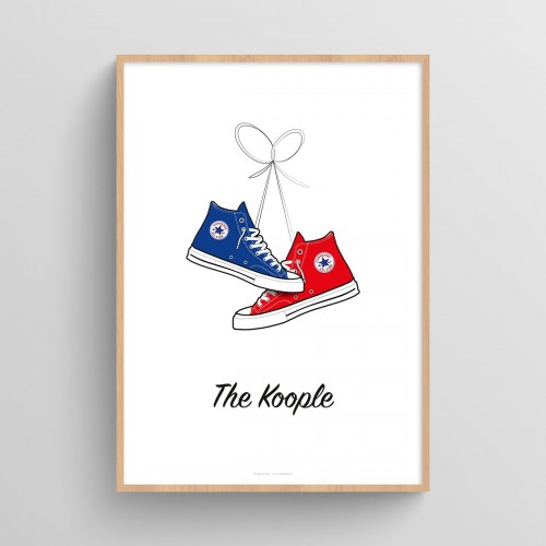 Affiche personnalisée couple chaussures sneakers Converse Blanc Typo Feutre JPG (fichier à imprimer soi-même)