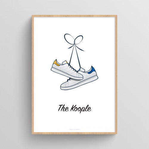 Affiche couple personnalisé chaussures sneakers Stan Smith Blanc Typo Feutre JPG (fichier à imprimer soi-même)