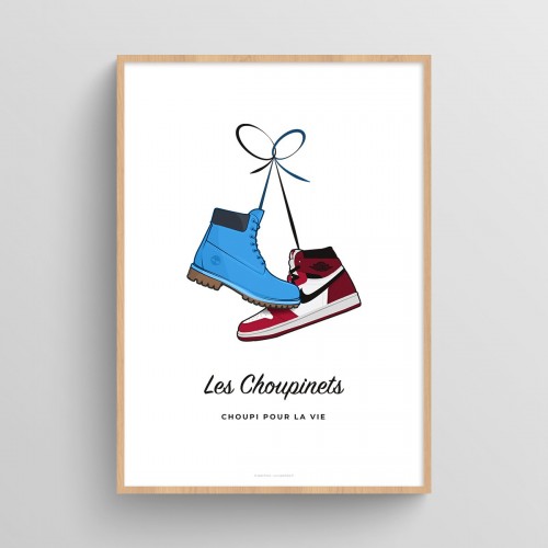 Affiche personnalisée couple chaussures sneakers Converse Blanc Typo Feutre JPG (fichier à imprimer soi-même) - Poster personnalisable sur mesure