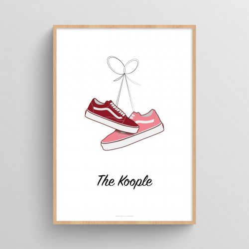 Affiche couple personnalisé chaussures sneakers Vans Blanc Typo Feutre JPG (fichier à imprimer soi-même)