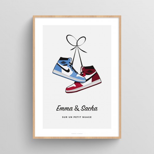 Affiche personnalisée couple chaussures sneakers Air Jordan