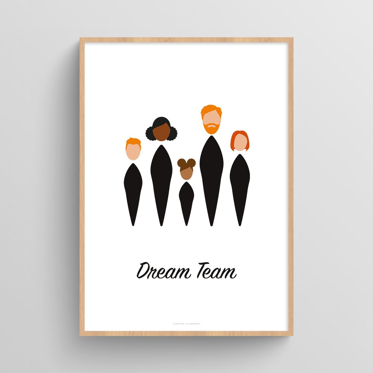 Affiche famille personnalisée avec visages minimalistes Blanc Typo Feutre JPG (fichier à imprimer soi-même)