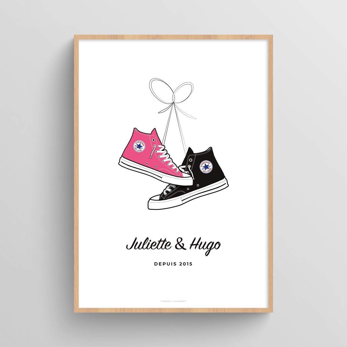 Affiche personnalisée couple chaussures sneakers multi-marques Blanc Typo Feutre JPG (fichier à imprimer soi-même)