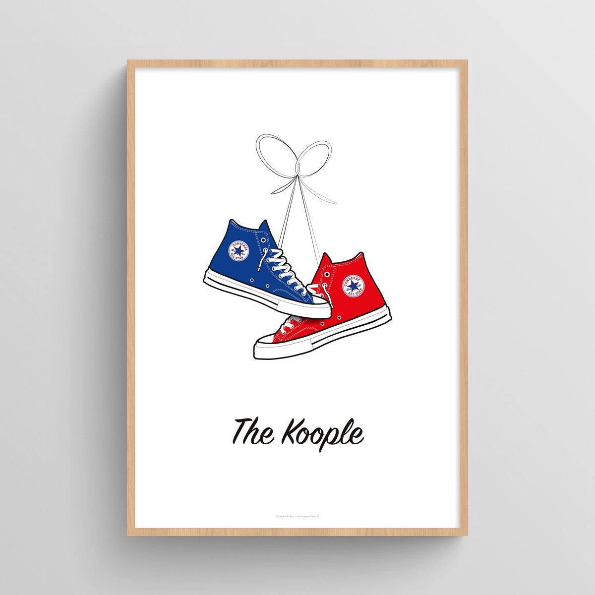 Affiche personnalisée couple chaussures sneakers multi-marques Blanc Typo Feutre JPG (fichier à imprimer soi-même)