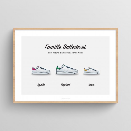 Affiche personnalisée famille chaussures sneakers Stan Smith