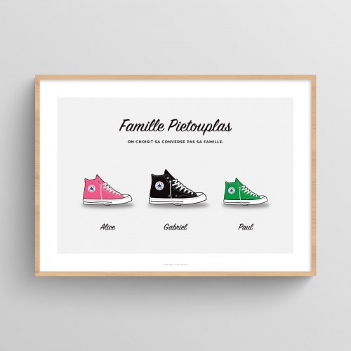 Affiche famille personnalisée chaussures sneakers Converse