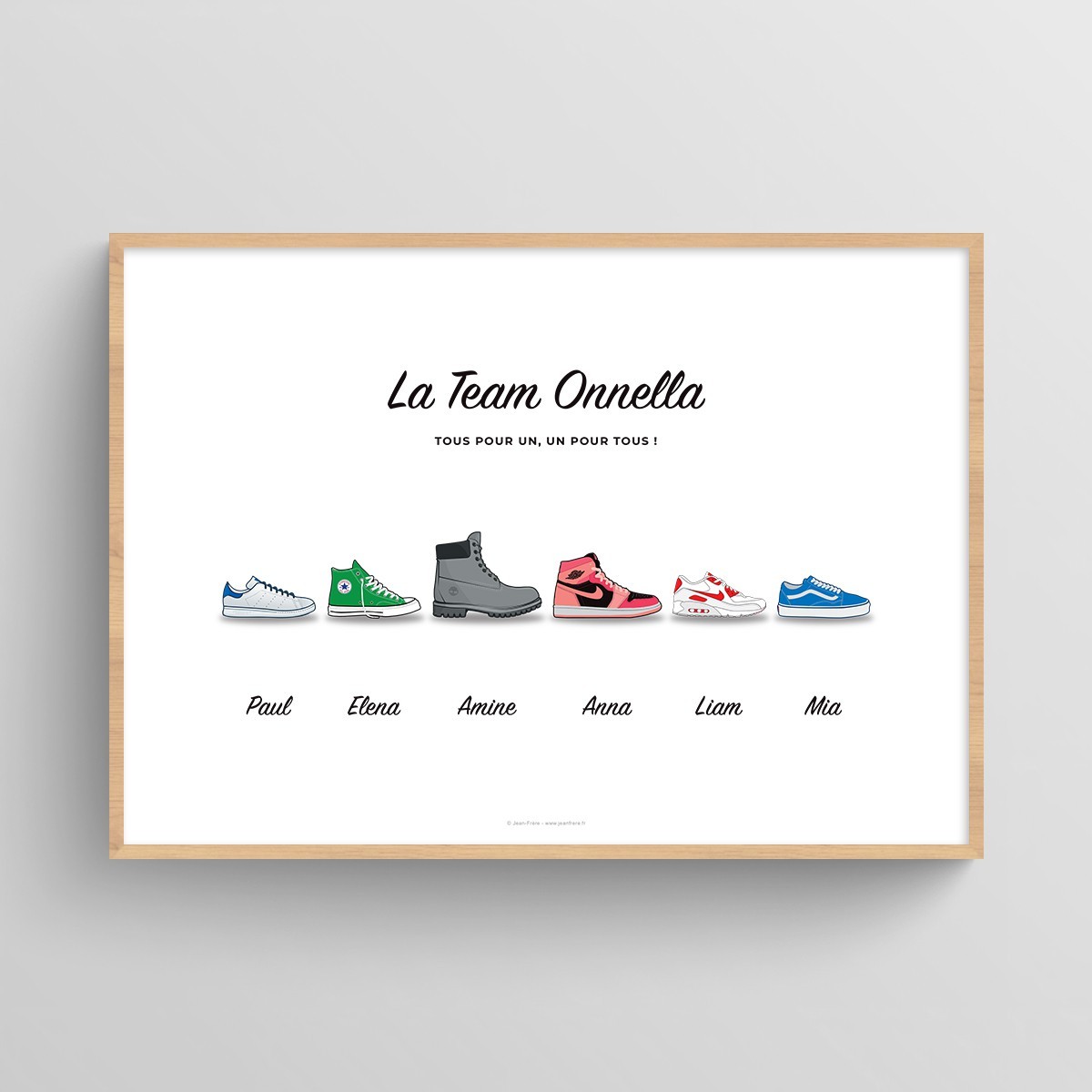 Affiche personnalisée famille chaussures sneakers Air Jordan Blanc Typo Feutre JPG (fichier à imprimer soi-même)