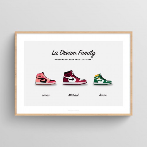 Affiche personnalisée famille chaussures sneakers Air Jordan