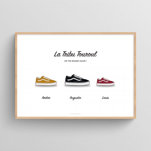 Affiche personnalisée famille chaussures sneakers Vans Blanc Typo Feutre JPG (fichier à imprimer soi-même)