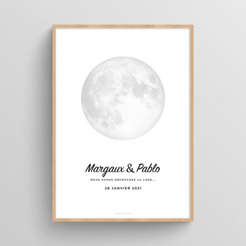 Affiche couple personnalisée phases de lune Typo Feutre JPG (fichier à imprimer soi-même)