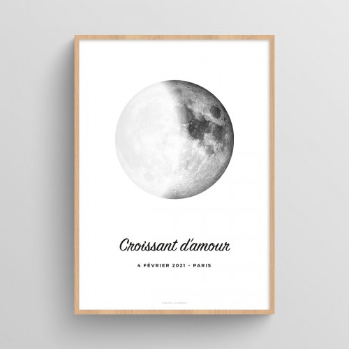 Affiche couple personnalisée phases de lune Typo Feutre JPG (fichier à imprimer soi-même)