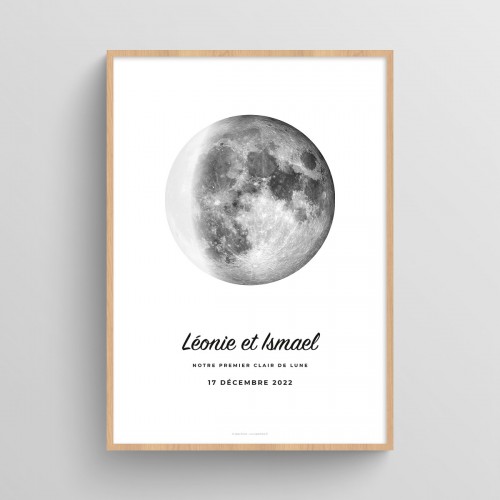 Affiche couple personnalisée phases de lune Typo Feutre JPG (fichier à imprimer soi-même)