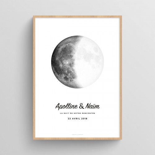 Affiche couple personnalisée phases de lune