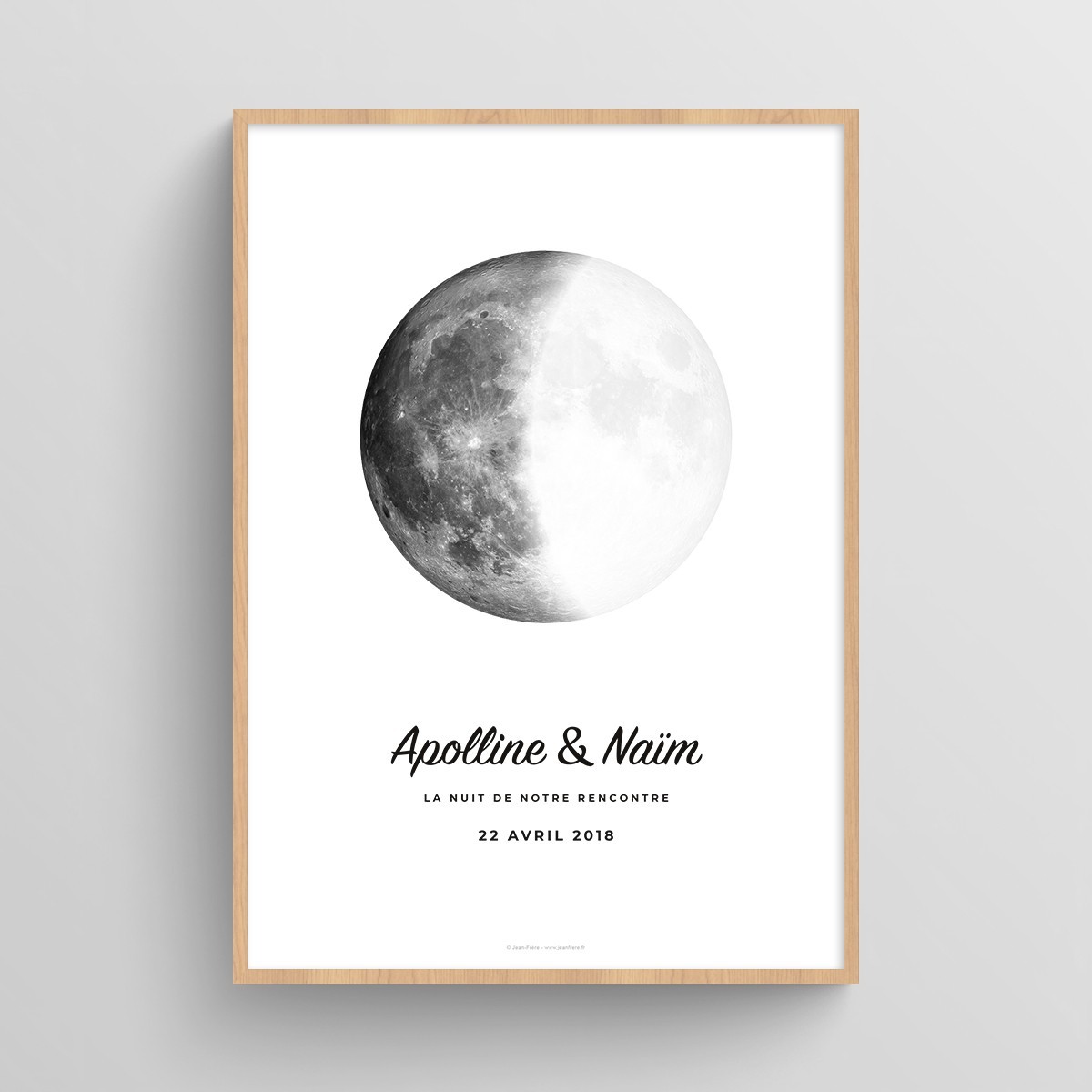 Affiche couple personnalisée phases de lune Typo Feutre JPG (fichier à imprimer soi-même)