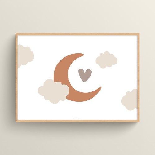 Affiche lune de naissance pour décoration chambre de bébé