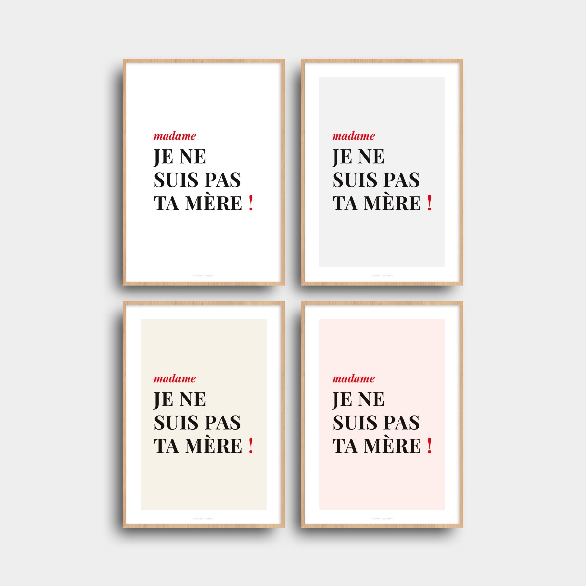 Affiche citation femme humour "madame je ne suis pas ta mère !" Blanc JPG (fichier à imprimer soi-même)