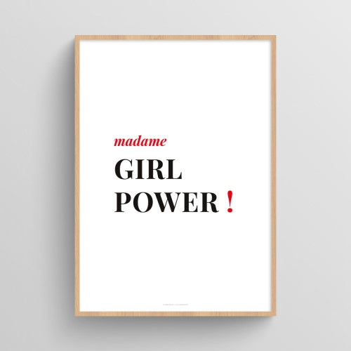 Affiche citation de femme "madame girl power !" Blanc JPG (fichier à imprimer soi-même)