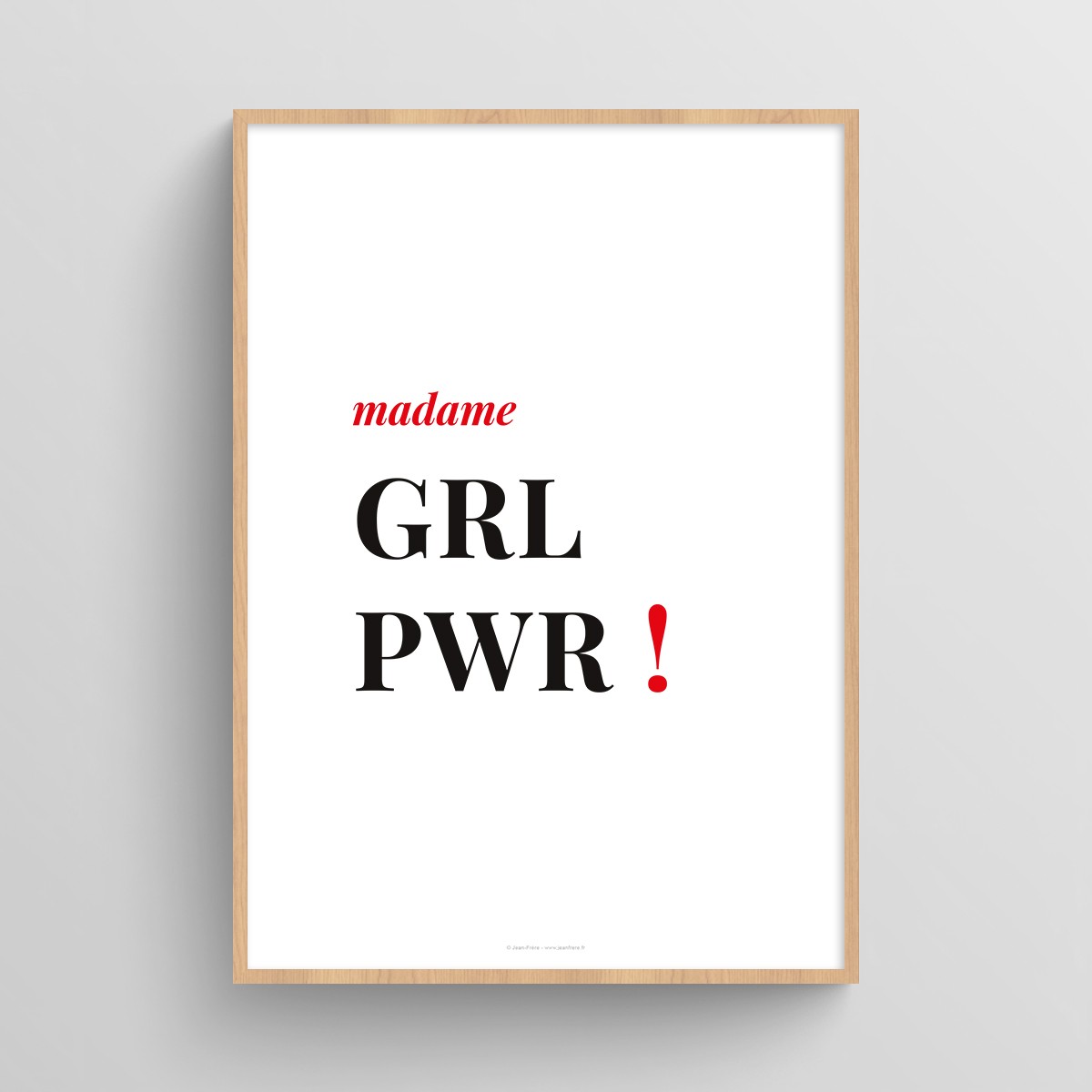 Affiche citation pour femme "madame grl pwr !" Blanc JPG (fichier à imprimer soi-même)