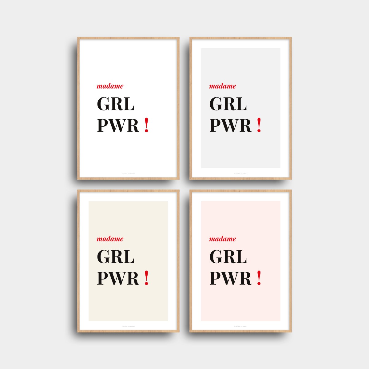 Affiche citation pour femme "madame grl pwr !" Blanc JPG (fichier à imprimer soi-même)