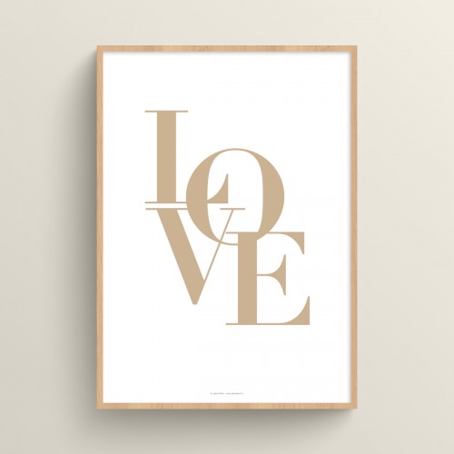 Affiche texte Love citation pour couple ou décoration romantique en beige crème