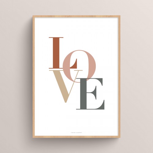 Affiche citation texte Love pour décoration romantique ou Saint-Valentin Terracotta et Beige crème JPG (fichier à imprimer soi-même)