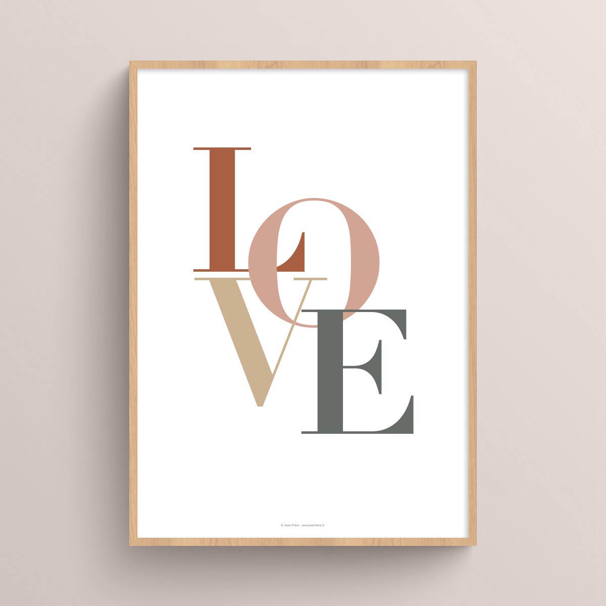 Affiche citation texte Love pour décoration romantique ou Saint-Valentin Terracotta et Beige crème JPG (fichier à imprimer soi-même)