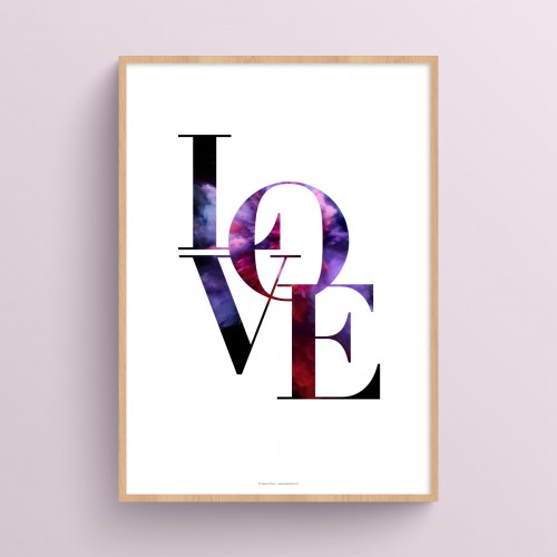 Affiche citation texte Love explosion de couleurs décoration romantique Explosion violet dominant JPG (fichier à imprimer soi-même) - Poster personnalisable sur mesure