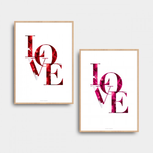 Affiche texte Love citation Amour avec pétales de rose pour déco romantique Rouge JPG (fichier à imprimer soi-même) - Poster personnalisable sur mesure