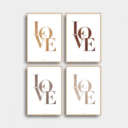 Affiche citation Love texture bois pour couple et décoration romantique naturelle Texture bois clair JPG (fichier à imprimer soi-même) - Poster personnalisable sur mesure