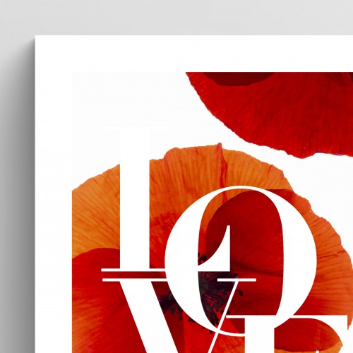 Poster citation Love sur coquelicot pour couple et déco florale romantique JPG (fichier à imprimer soi-même) - Poster personnalisable sur mesure