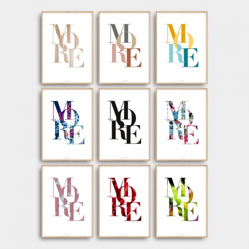 Affiche mot "More" citation typographie avec pétales de rose pour déco design Rouge JPG (fichier à imprimer soi-même) - Poster personnalisable sur mesure