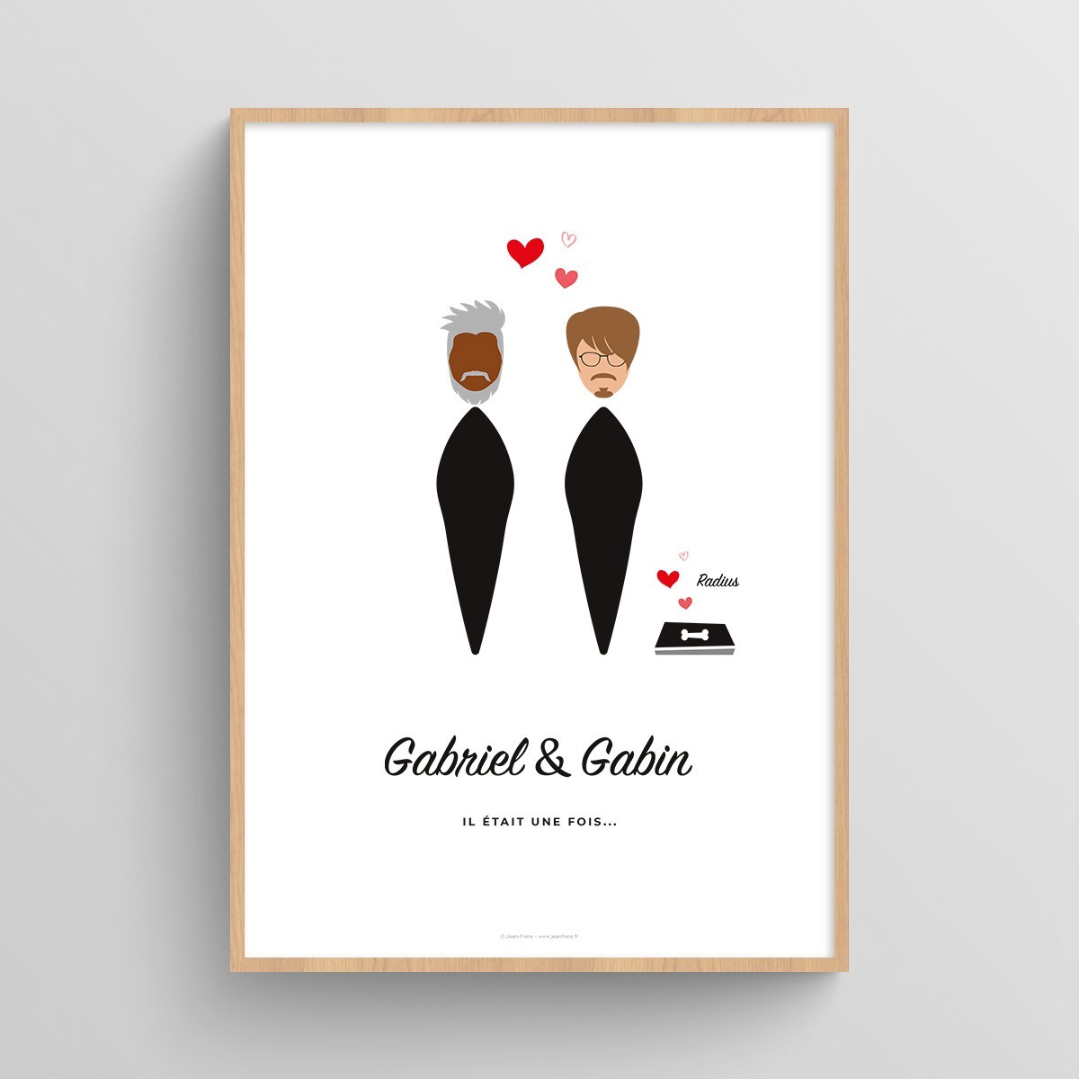 Affiche couple personnalisé avec visages minimalistes Blanc Typo Feutre JPG (fichier à imprimer soi-même)