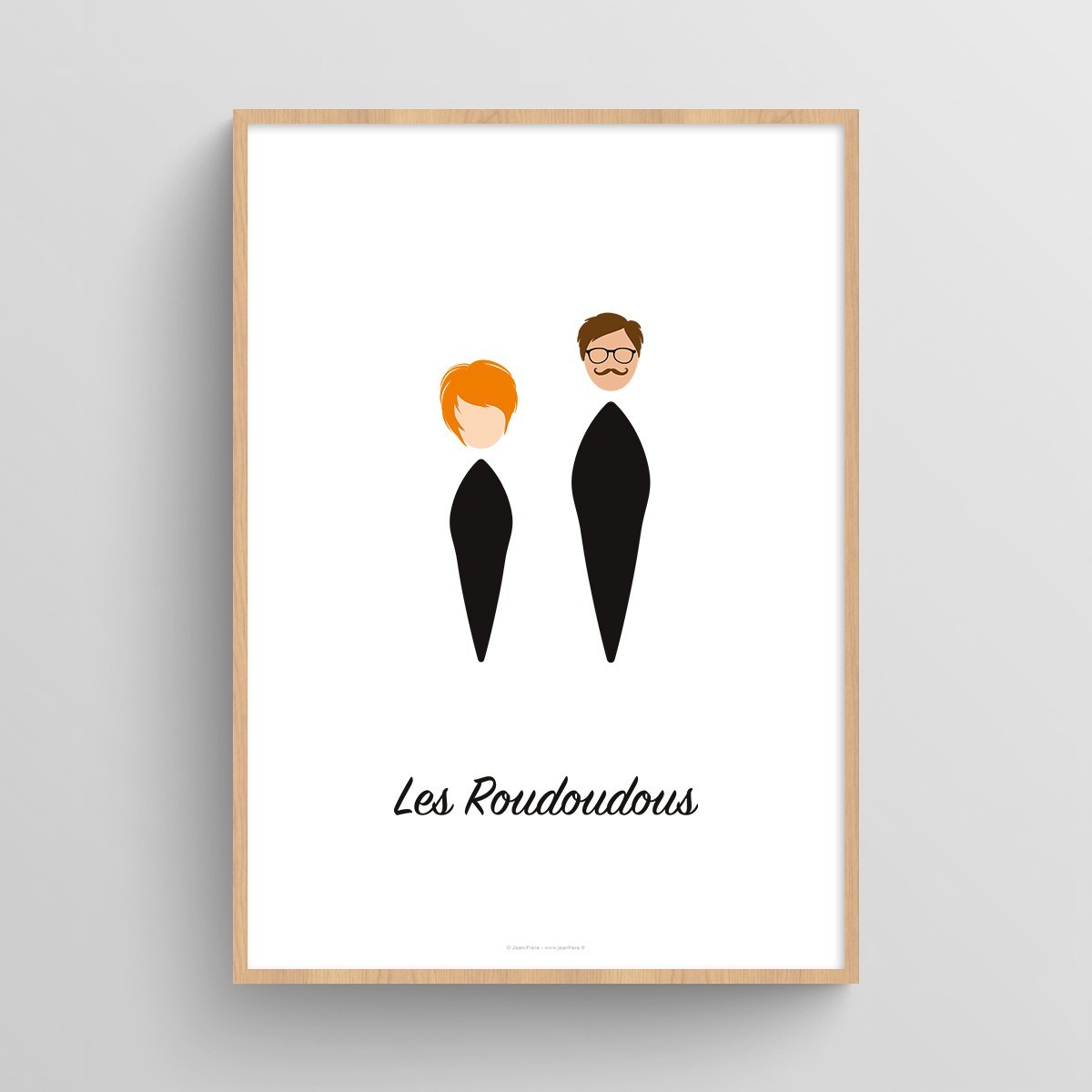 Affiche couple personnalisé avec visages minimalistes Blanc Typo Feutre JPG (fichier à imprimer soi-même)