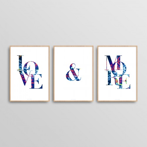 Lot affiches street art citation Love & More pour couple design urbain vandale