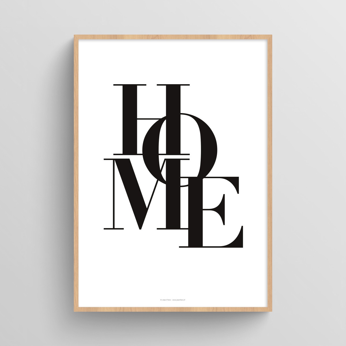 Affiche Home noir avec mot typographie pour décoration murale maison JPG (fichier à imprimer soi-même)