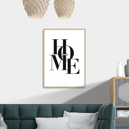 Affiche Home noir avec mot typographie pour décoration murale maison JPG (fichier à imprimer soi-même)