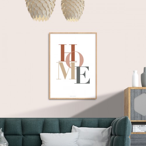 Affiche "Home" en couleurs poster décoration murale typographie et design Terracotta et Beige crème JPG (fichier à imprimer soi-même) - Poster personnalisable sur mesure