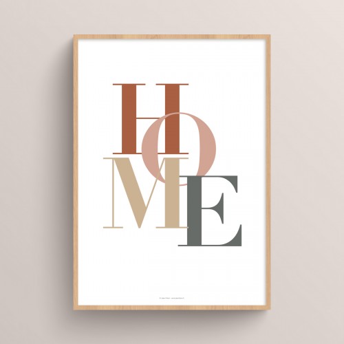 Affiche "Home" en couleurs poster décoration murale typographie et design