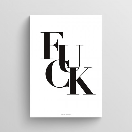 Poster mot Fuck avec typographie noire affiche décoration murale JPG (fichier à imprimer soi-même)