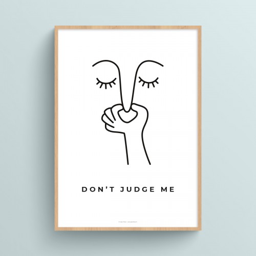 Affiche toilettes humouristique poster illustration WC message toilette humour "Don't judge me"