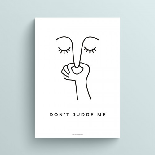 Affiche toilettes humouristique poster illustration WC message toilette humour "Don't judge me" JPG (fichier à imprimer soi-même)