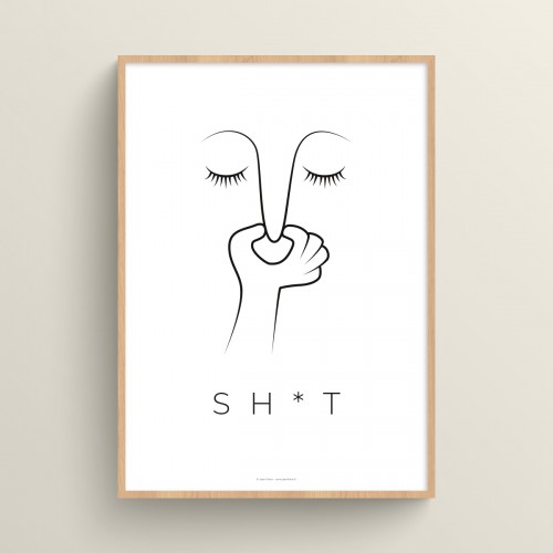 Affiche WC humour illustration pour décoration toilettes avec le mot "shit"