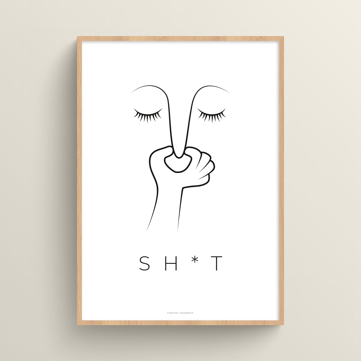 Affiche WC humour illustration pour décoration toilettes avec le mot "shit" JPG (fichier à imprimer soi-même)