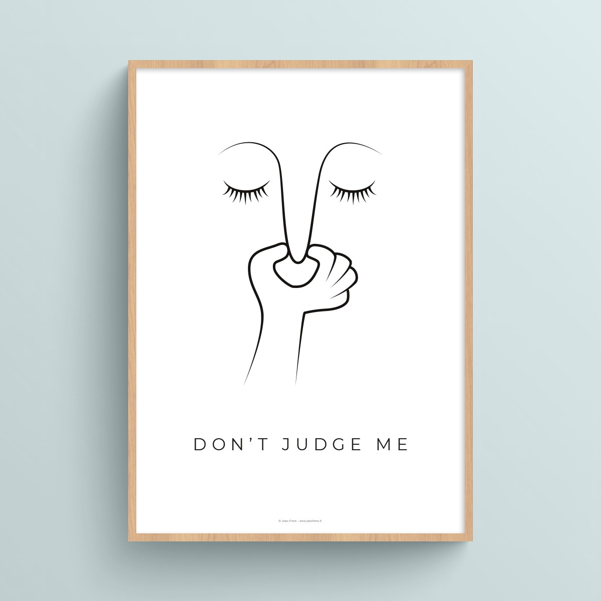 Affiche humour toilettes avec citation et illustration "Don't judge me" pour décoration murale wc JPG (fichier à imprimer soi-même)