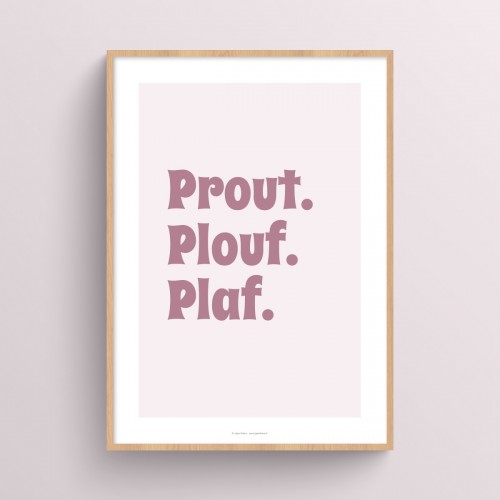 Affiche humour toilettes citation "Prout Plouf Plaf" décoration murale poster WC en couleurs